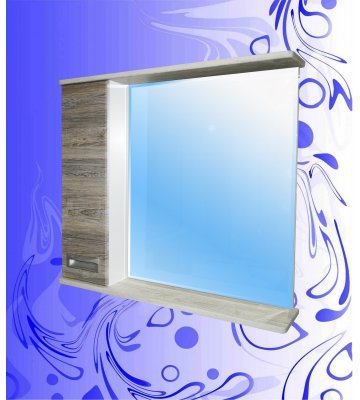 Шкаф-зеркало "Андреа 800"/ Сосна Скания Светлая-Темная / Левый(Правый)
