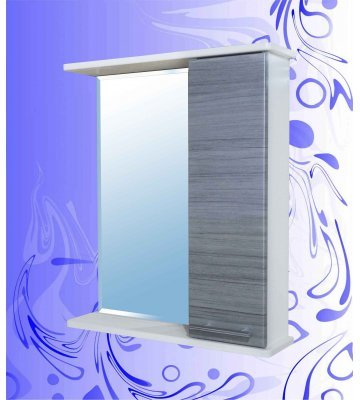 Шкаф-зеркало "Гамма Фасад 600"/Сандал Серый-Сандал Белый/Левый(Правый)