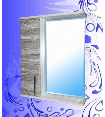Шкаф-зеркало "Гамма Фасад 600"/Дуб Винтаж Графит-Белый/Левый(Правый)