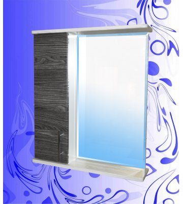 Шкаф-зеркало "Гамма Фасад 600"/Вяз Каньон Вековой Графит-Айс/Левый(Правый)